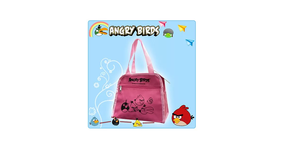 【Angry Birds】憤怒鳥㊣版授權 經典便當收納袋(二色)粉