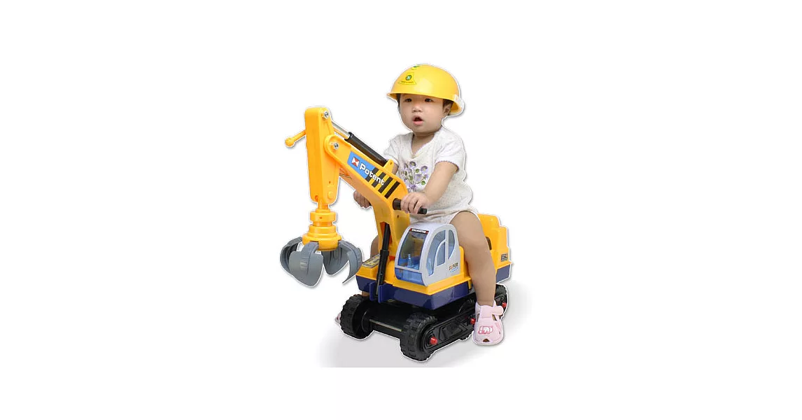 【Toy F1】快樂兒童滑行工程車(附挖土/抓斗 二款塑膠機械臂)(顏色隨機出貨)