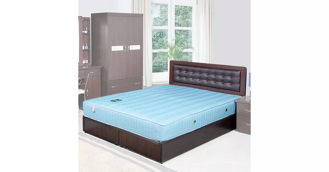 《Homelike》艾凡5尺床組+獨立筒床墊-雙人-胡桃木紋
