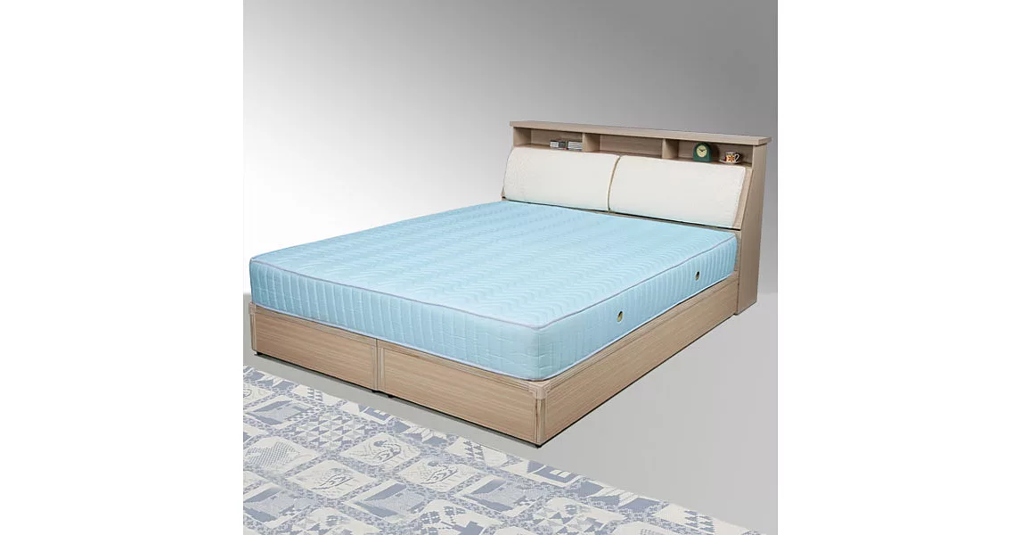 《Homelike》黛絲6尺床組+獨立筒床墊-雙人加大白橡木紋