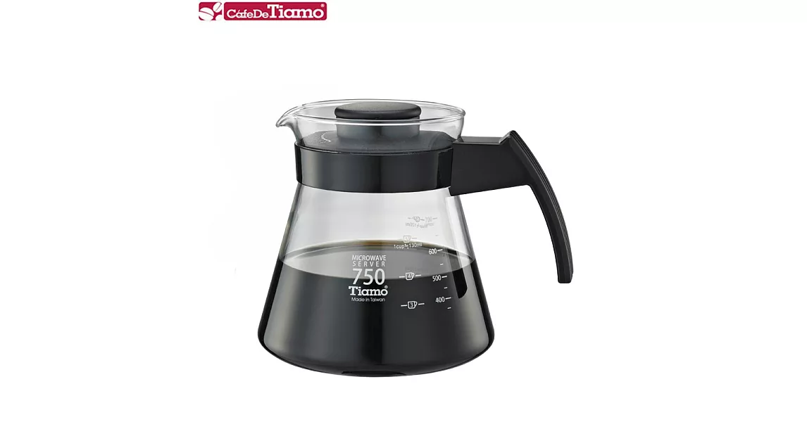 Tiamo 玻璃壺 750cc【黑色】1-5杯份 (HG2211 BK)