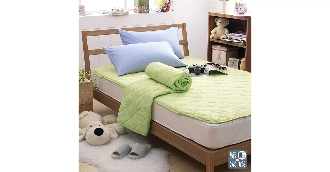 【Jumendi-蘋果綠】台灣精製防蹣抗菌保潔墊-單人