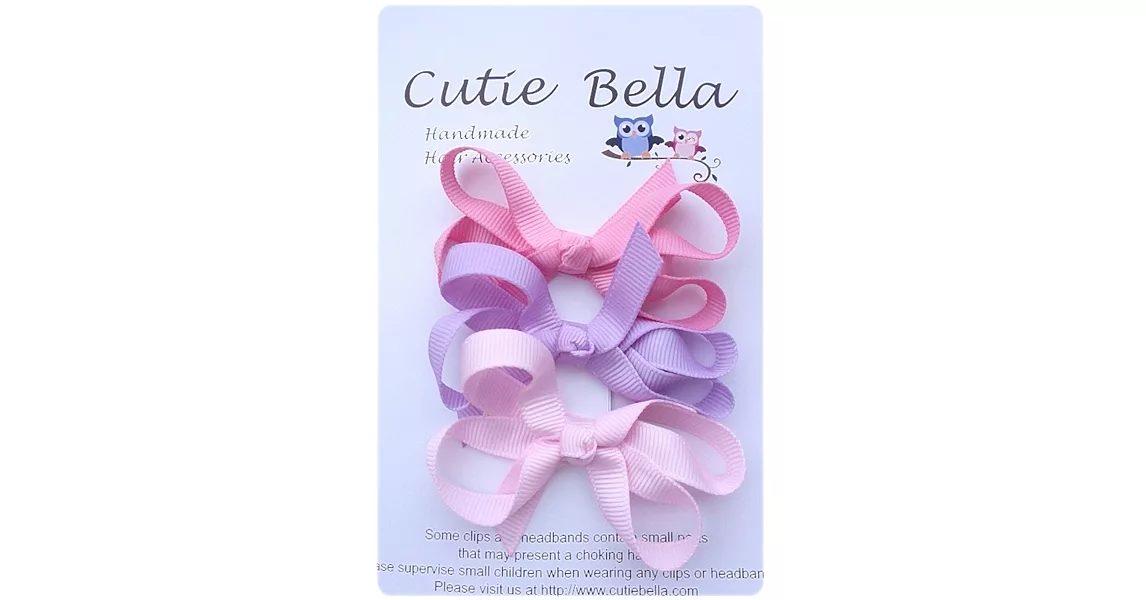 Cutie Bella蝴蝶結髮夾三入組-Multicolor(桃紅-紫-粉)