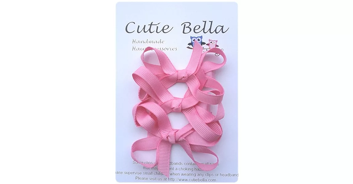 Cutie Bella蝴蝶結髮夾三入組-Rose Pink
