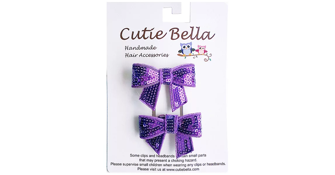 Cutie Bella Sequin Bow 髮夾-Violet