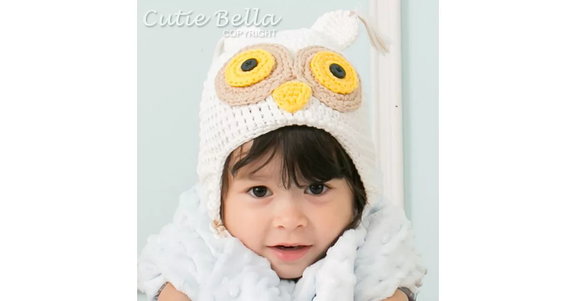 Cutie Bella手工編織帽Owl-Cream/Yellow Eyes