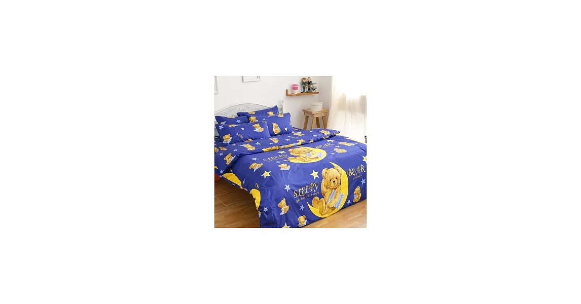 eyah【睡眠熊】100%純棉雙人床包枕套三件組