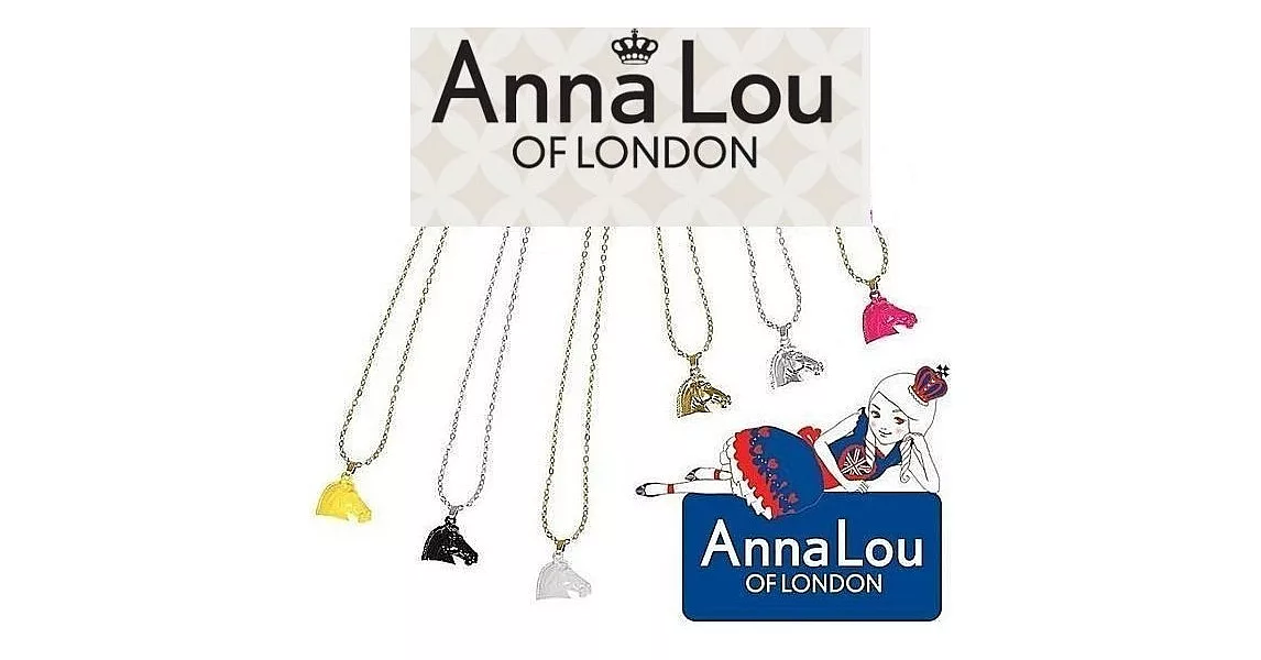 【Anna Lou OF LONDON】倫敦品牌 precious jewel 立體馬頭長項鍊~桃紅