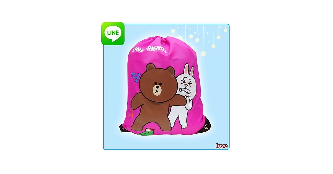 【LINE FRIENDS】㊣版授權 俏麗束口後背袋(四款)桃紅色