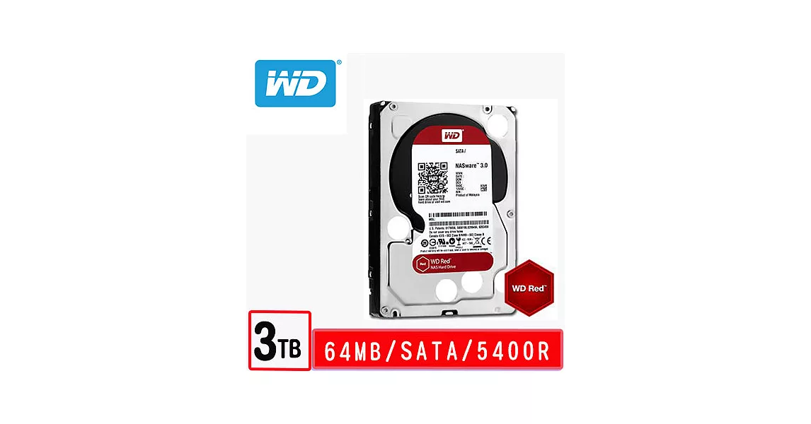 WD 威騰 紅標 3TB 3.5吋 SATAIII 硬碟(WD30EFRX)