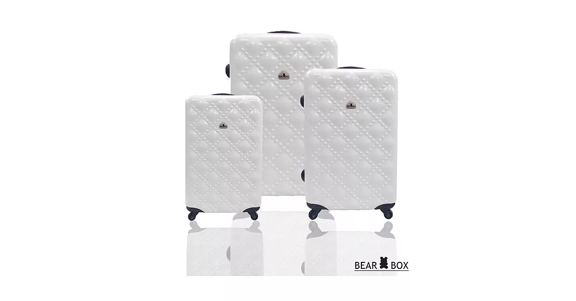 BEAR BOX 時尚香奈兒系列PC亮面輕硬殼3件組旅行箱/行李箱白
