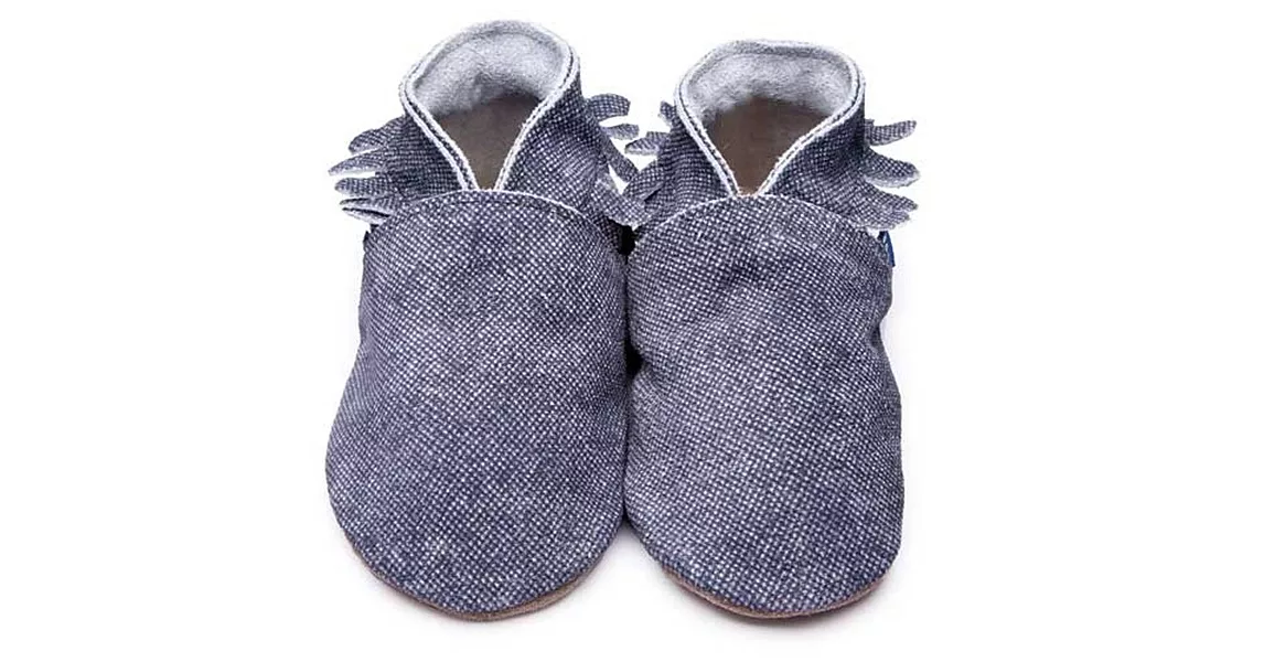 英國製Inch Blue，真皮手工學步鞋禮盒，Moccasin-Denim(6~12M)