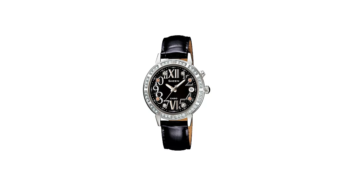 CASIO SHEEN系列 璀璨華麗仕女腕錶-黑