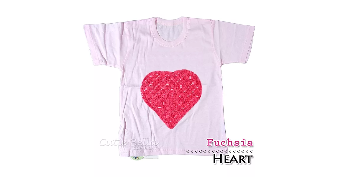 Cutie Bella短袖上衣/T恤-粉T Heart-Fuchsia