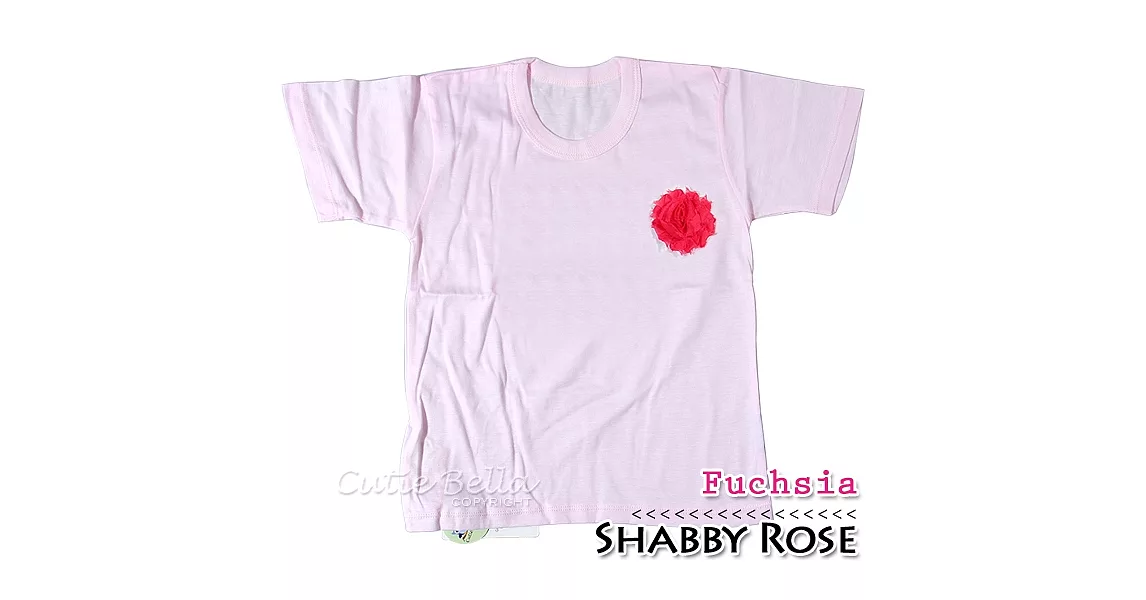 Cutie Bella短袖上衣/T恤-粉T Shabby Rose-Fuchsia
