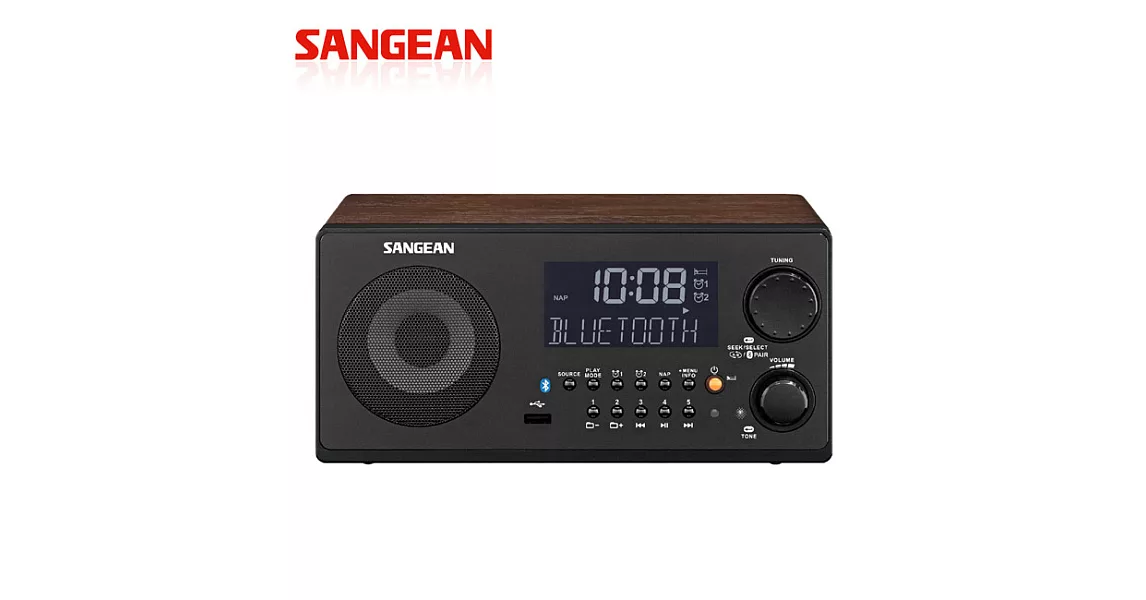 山進收音機SANGEAN-藍芽/USB數位收音機.數位音響(WR-22)胡桃色胡桃色
