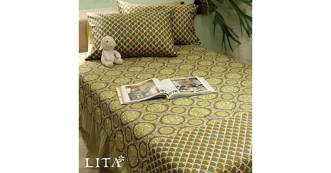 LITA麗塔【森林系列-綠森林】雙人床包枕套三件組綠森林