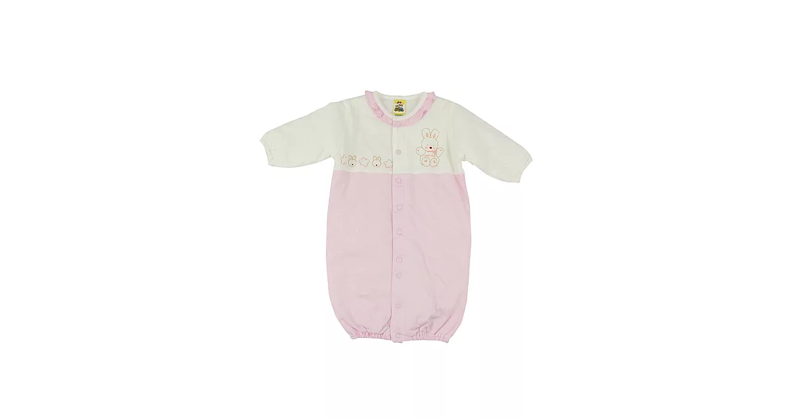 【愛的世界】MYBABY小兔與雲系列純棉舖棉長袖兩用嬰衣-台灣製-3M淺粉紅色