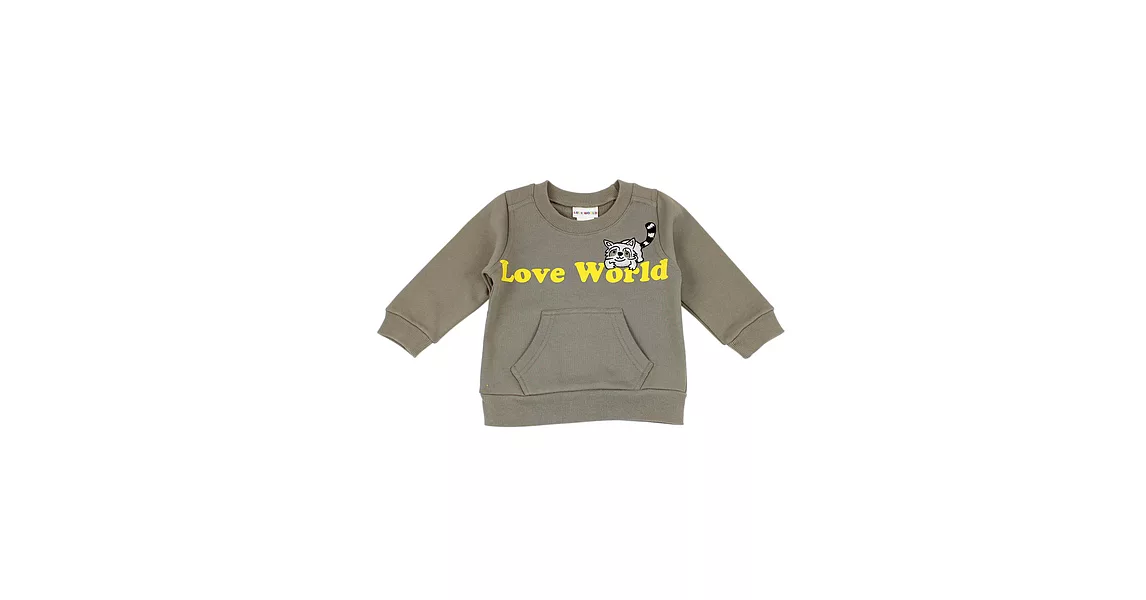【愛的世界】LOVEWORLD小浣熊系列羅紋領長袖上衣-台灣製-80棕色