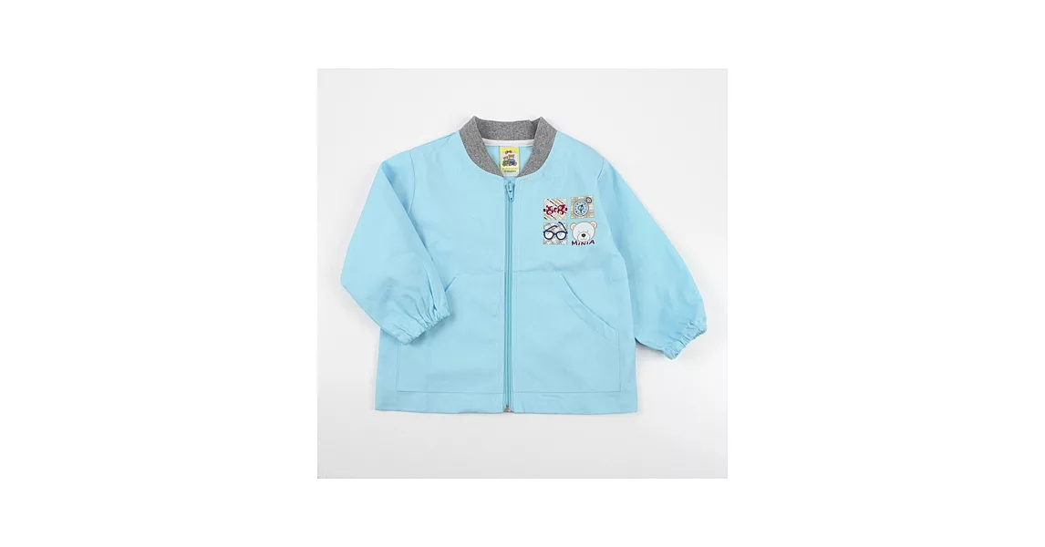 【愛的世界】MYBABY小熊兄弟系列純棉拉鍊外套-台灣製-80淺藍色