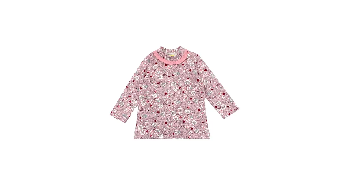 【愛的世界】MYBABY小兔花園系列荷葉領肩扣套頭衫-台灣製-105粉紅色