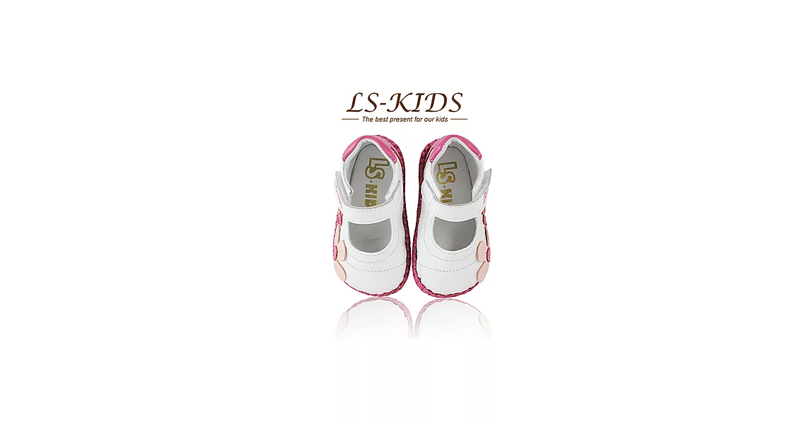 【LS-KIDS】手工精緻學步鞋-甜美淑女鞋系列-時尚白13時尚白