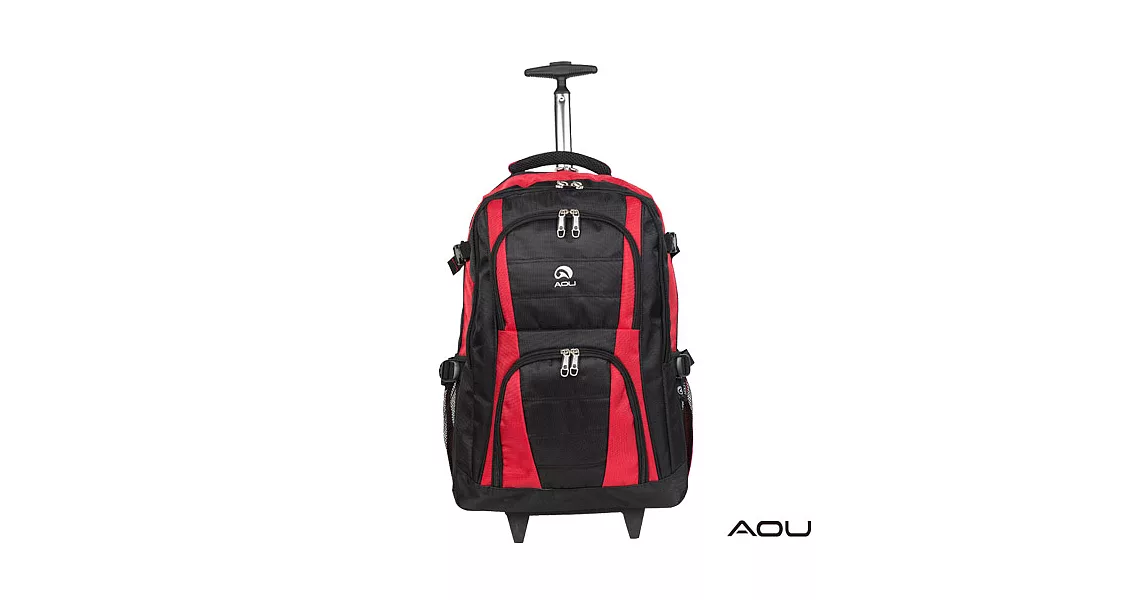 AOU微笑旅行 輕量經典款 可收納筆電 拉桿式雙肩後背包 (紅) 26-001