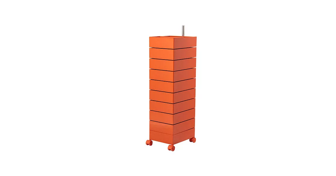 360 Container 滾輪十層置物櫃（亮橘）