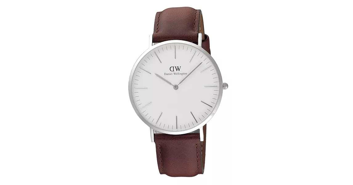 Daniel Wellington Andrews經典時尚皮帶男錶-銀框x咖啡