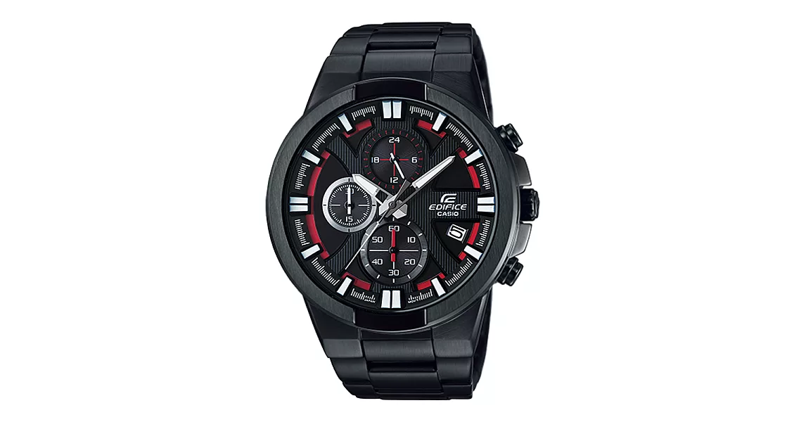 CASIO EDIFICE 勇闖暴風三眼計時賽車腕錶-紅x黑