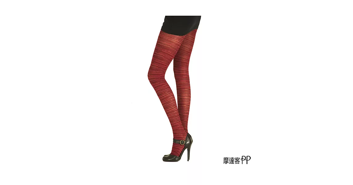 英國進口【Pretty Polly】酒紅橫紋彈性褲襪                              Free SIZE