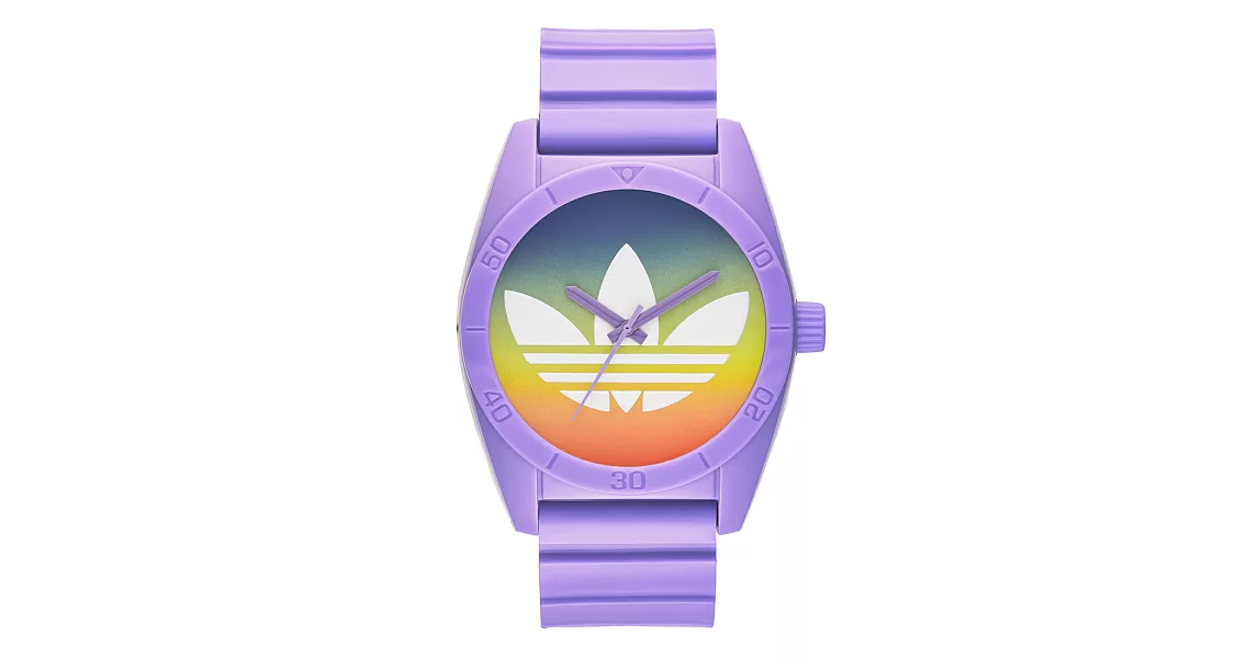 adidas 街潮繽紛三葉休閒腕錶-漸層x紫
