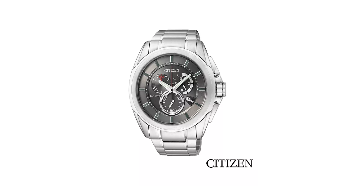 CITIZEN 星辰 Eco-Drive 絕對時刻光動能計時碼錶-黑 AT0821-59H