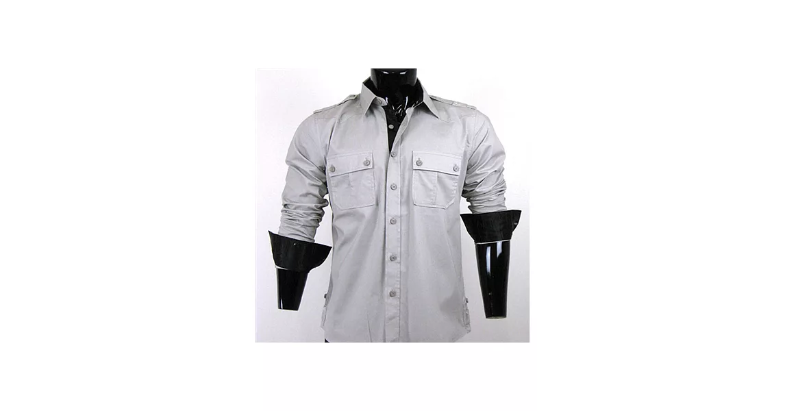 『摩達客』美國進口【Born Sinners】 401K時尚淡灰長袖襯衫A-M