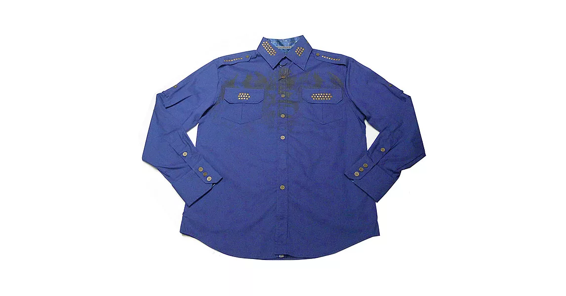 『摩達客』美國進口【Born Sinners】 Sir Lucan 藍時尚長袖設計襯衫AM