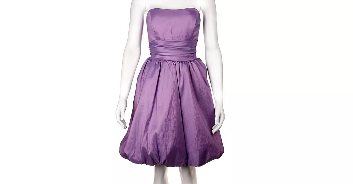 【摩達客】美國進口Landmark無肩帶浪漫紫緞面泡泡裙派對小禮服/洋裝(含禮盒)XL