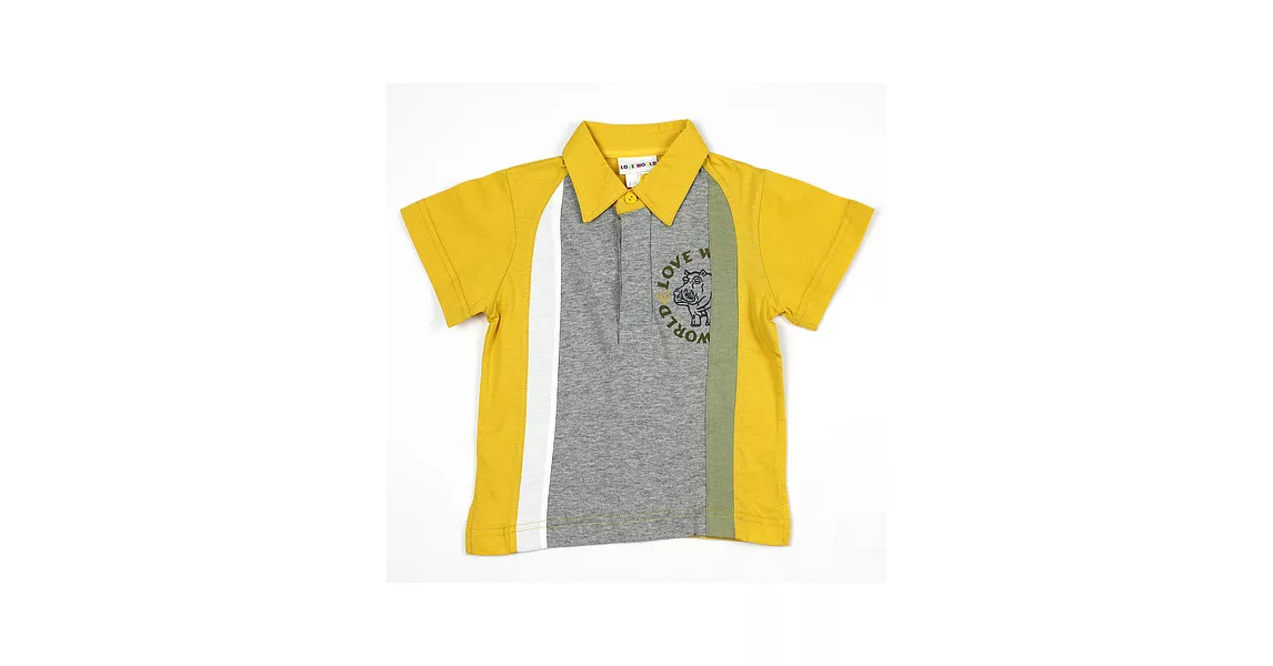 【愛的世界】河馬圖案純棉短袖POLO衫-台灣製-115芥黃色