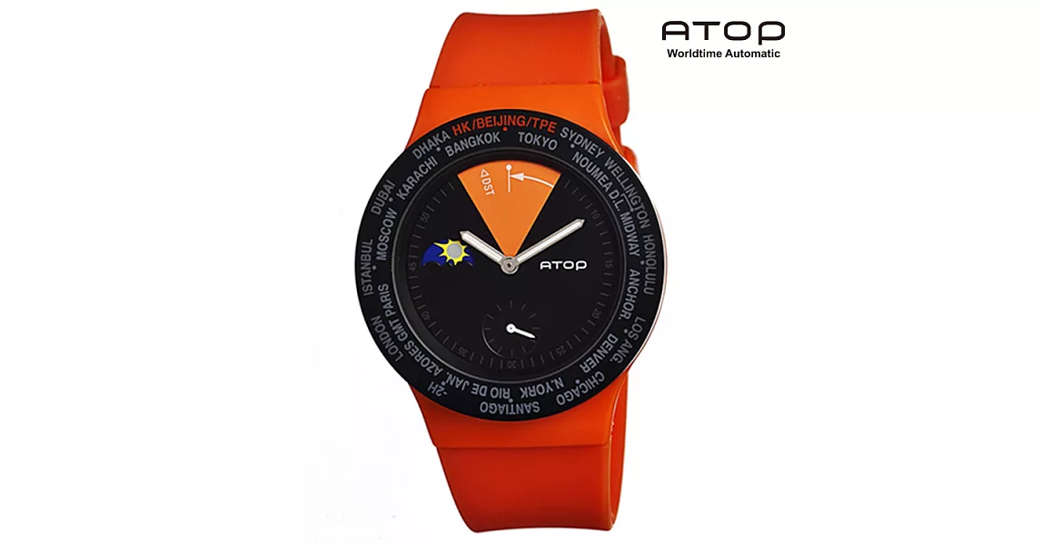 ATOP｜世界時區腕錶－24時區經典系列(橘色)