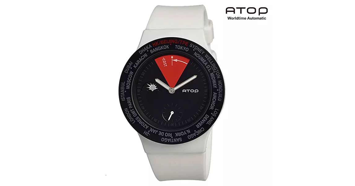 ATOP｜世界時區腕錶－24時區經典系列(白黑紅)