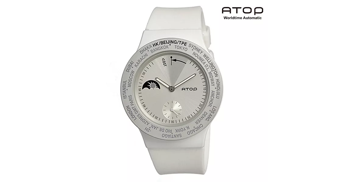 ATOP｜世界時區腕錶－24時區經典系列(白銀)
