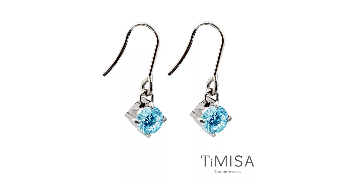TiMISA《純淨光芒》(七色可選)純鈦耳環一對清新藍