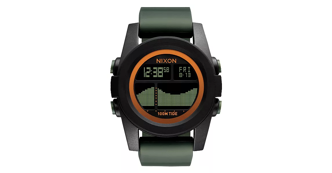 NIXON The Unit Tide40 飆悍美式軍風運動腕錶-錶帶綠