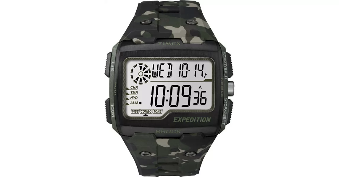 【TIMEX】天美時EXPEDITION SHOCK戶外系列多功能電子腕錶 (綠迷彩 TXT4B02900)綠迷彩