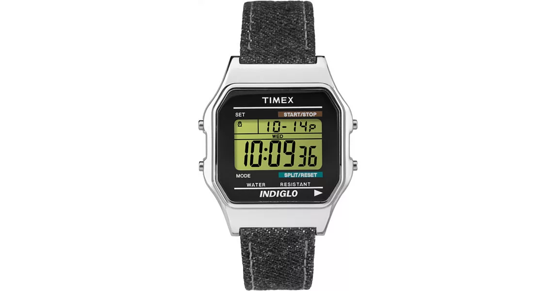 【TIMEX 】天美時經典復古80電子腕錶 (銀殼/灰色單寧帶 TXT2P77100)