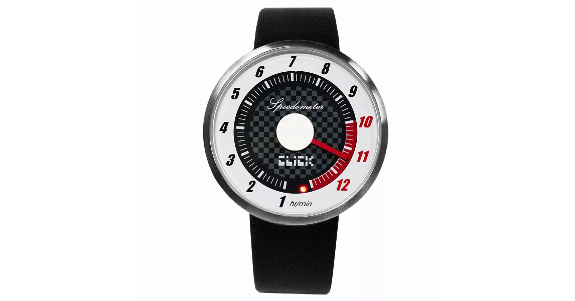 CLICK 飆速儀表個性皮帶錶-銀框白