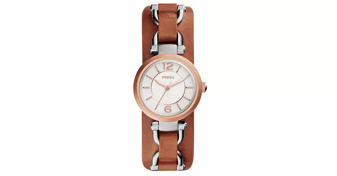 FOSSIL 簡約之美時尚都會腕錶-玫瑰金x咖啡