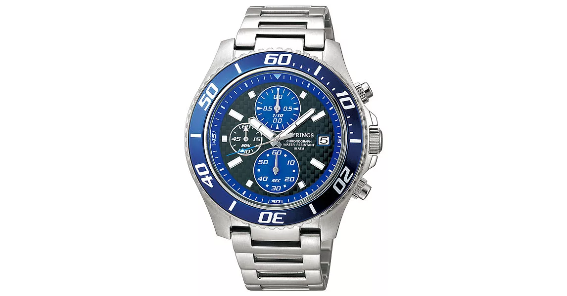 J.SPRINGS系列  跨時代三眼計時時尚腕錶-藍X銀