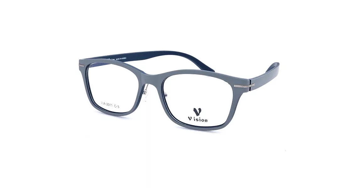 【大學眼鏡】VISION 繽紛潮流 流行方框粗邊平光眼鏡VA-2011-C3灰深藍