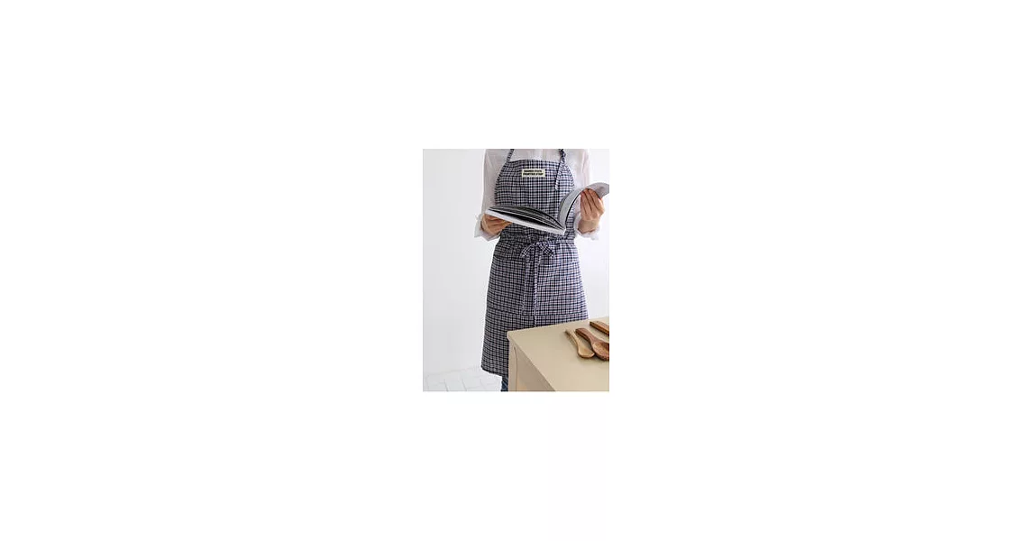 [Mamae] 出口韓國格子圖案圍裙 愛家風格 成人廚房圍裙格子