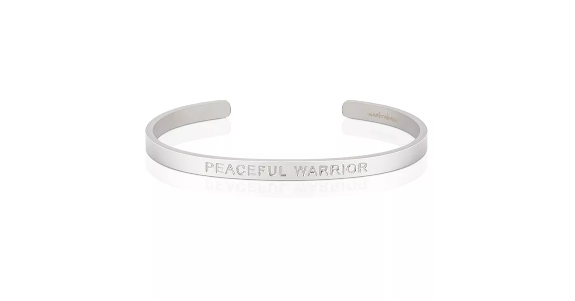 MANTRABAND 美國悄悄話手環 PEACEFUL WARRIOR 真正的戰士  寬版 男款 銀色